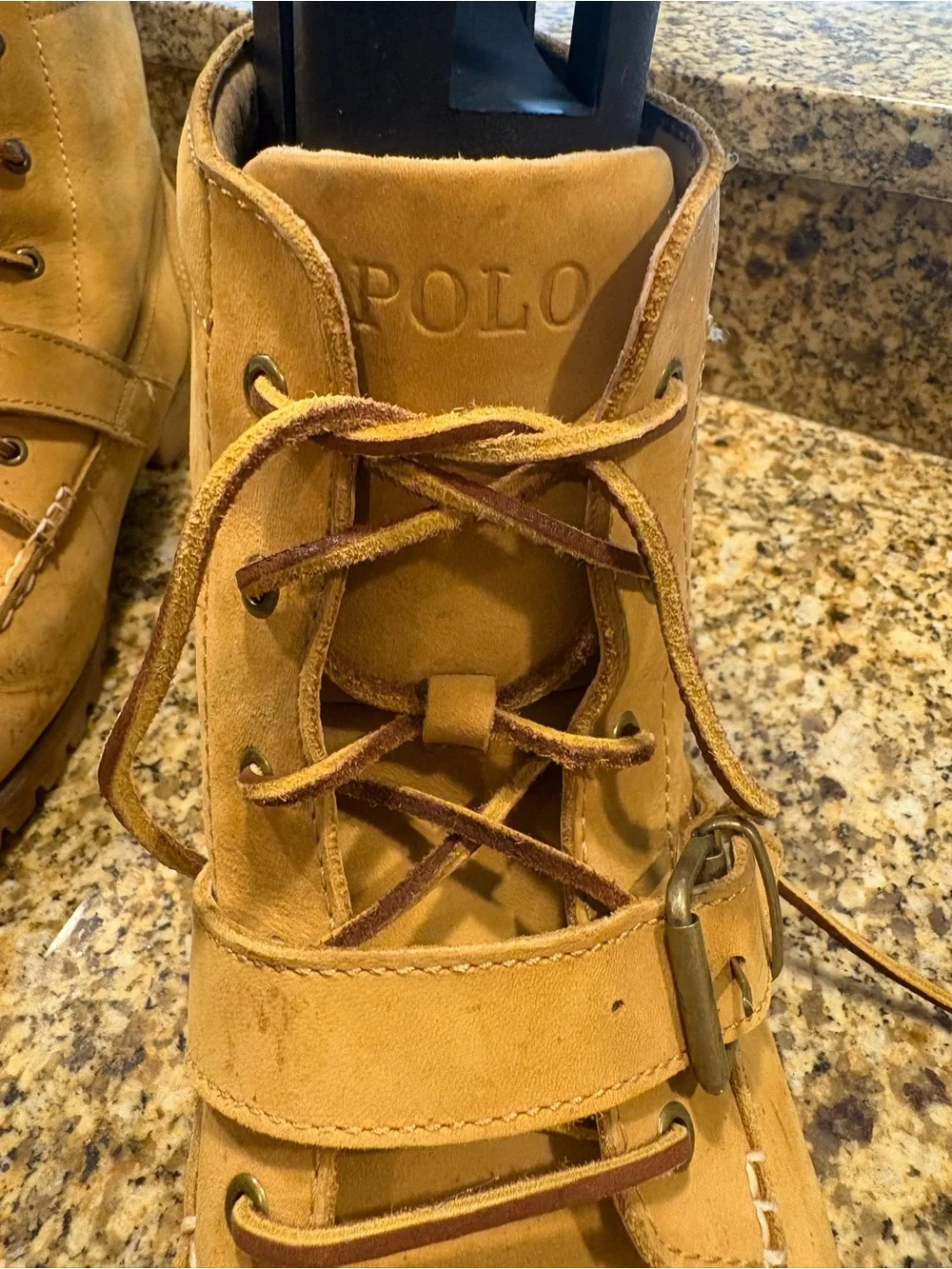 Polo Ralph Lauren Redmond Boots Mens 13 Tan Leather Lace Up Riding Ankle Strap